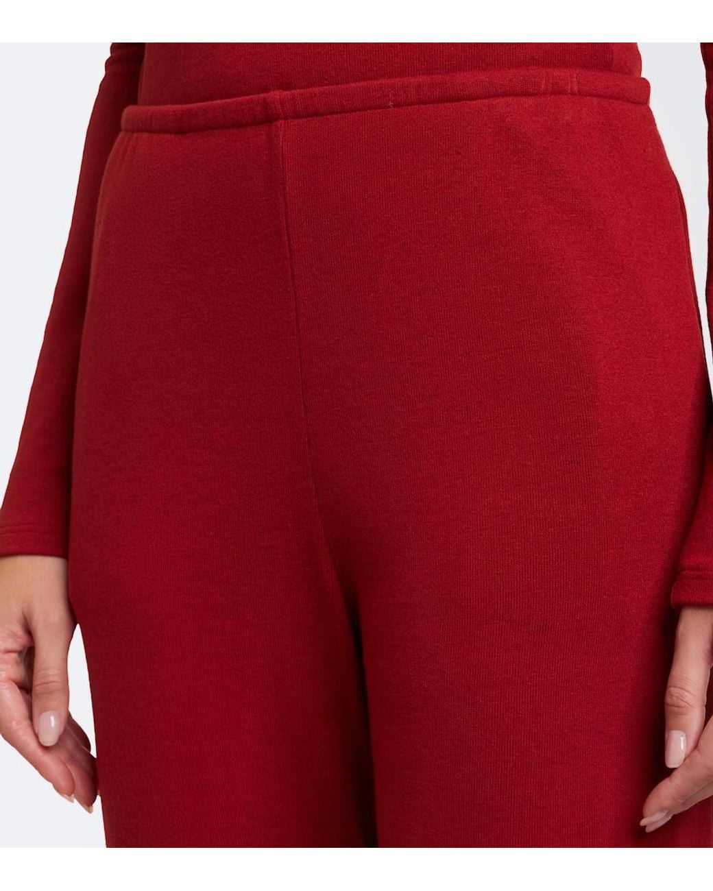 Leset Red Lauren Jersey Wide-Leg Pants