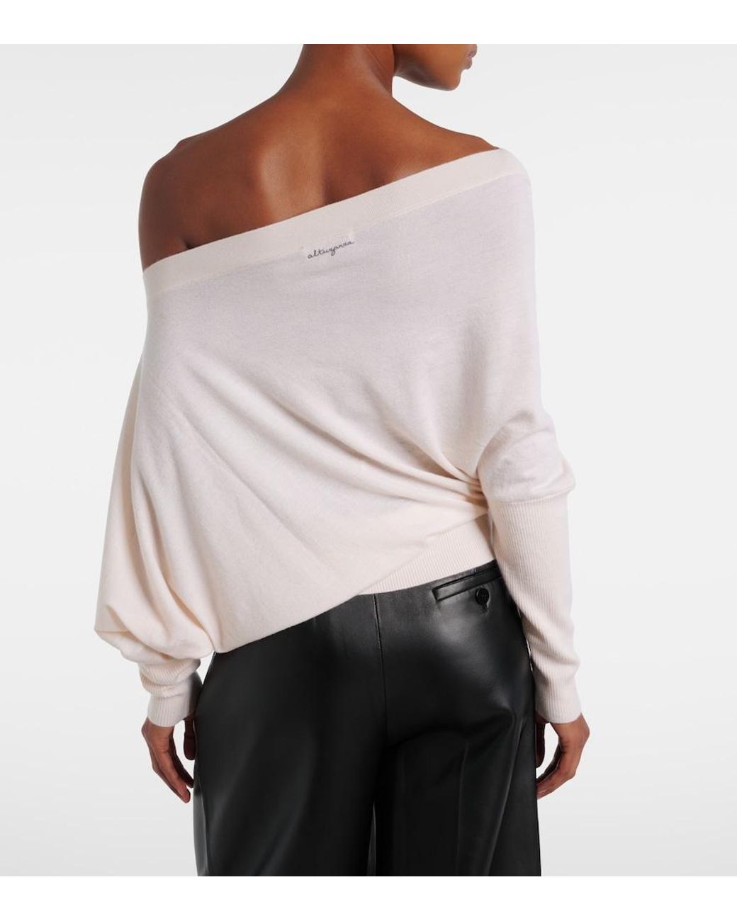 Altuzarra Natural Grainge Off-Shoulder Cashmere Sweater