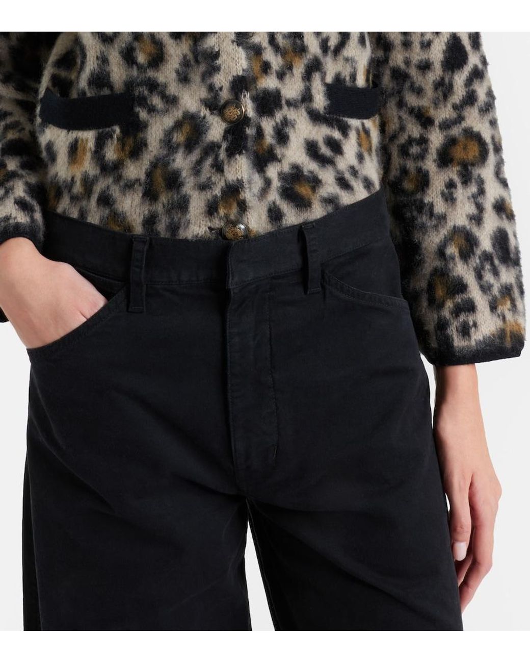 Nili Lotan Black Tribeca Cotton Twill Barrel-Leg Pants