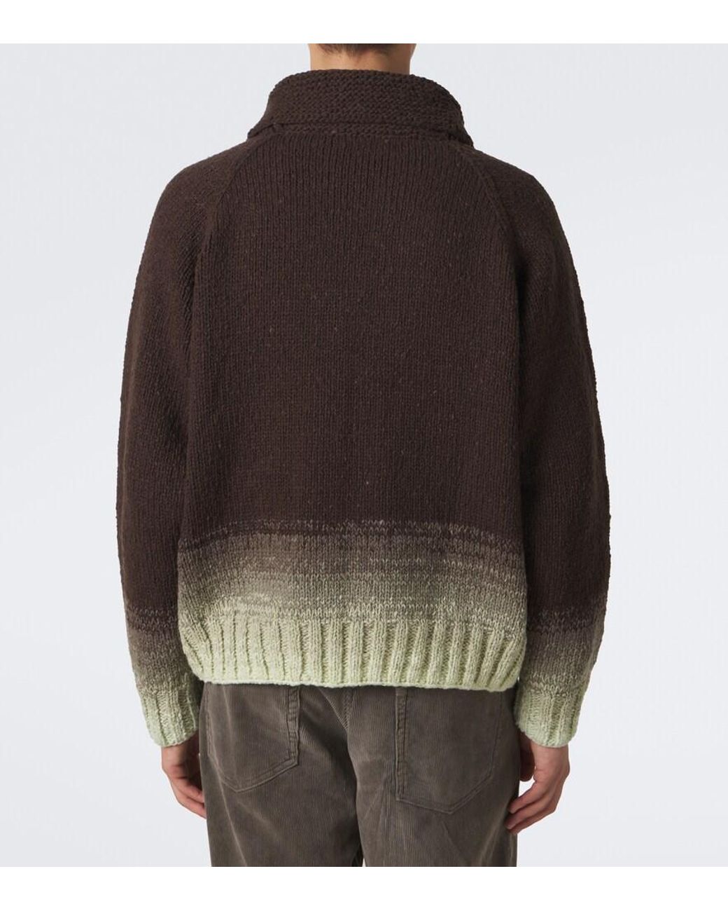 Auralee Brown Ombre Wool Cardigan for men
