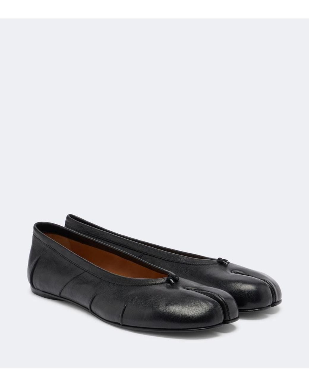 Maison Margiela Black Tabi Leather Ballet Flats