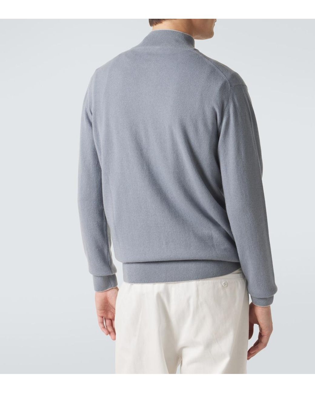 Eleventy Gray Cashmere Half-Zip Sweater for men