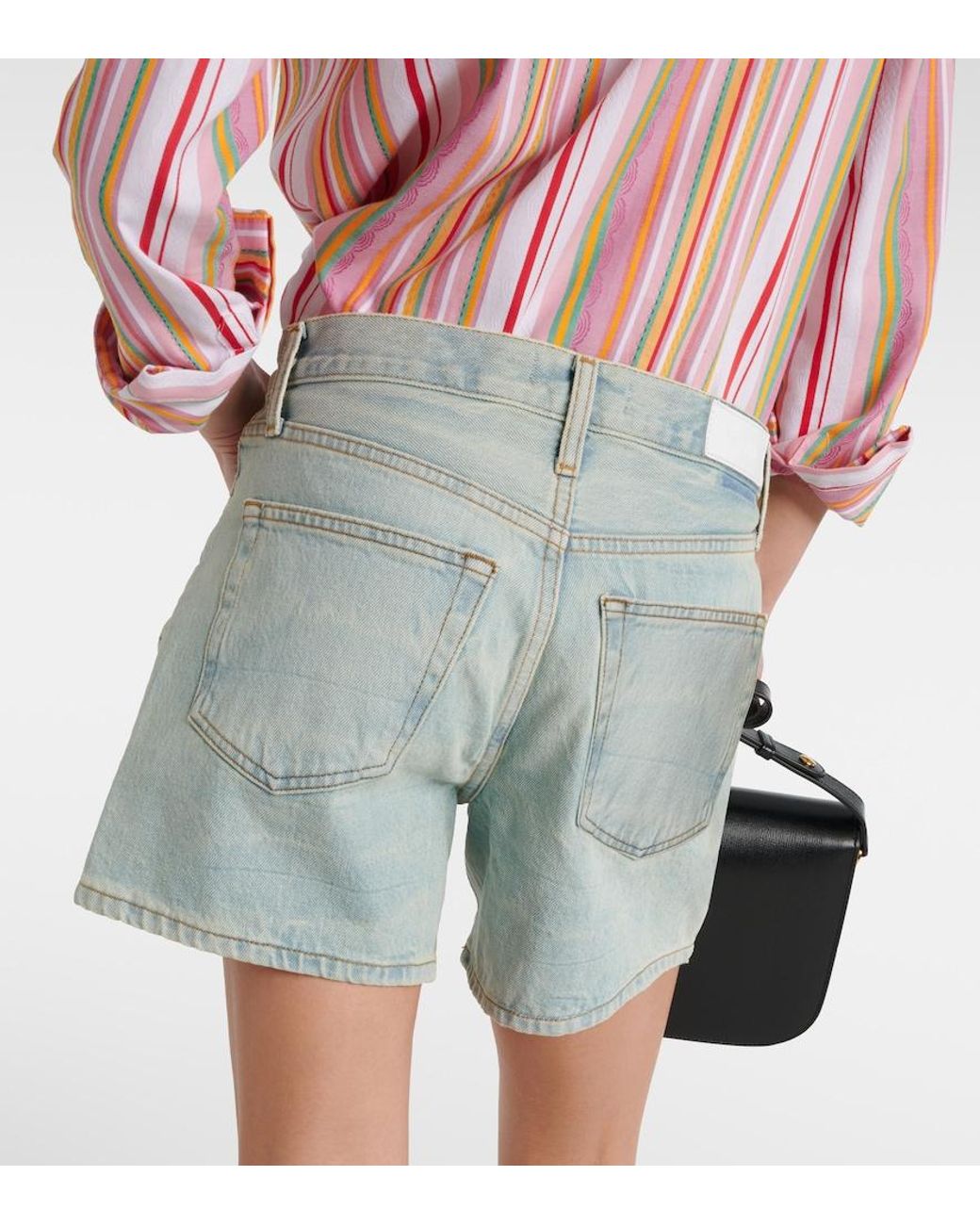 Re/done Blue Mid-Rise Denim Shorts