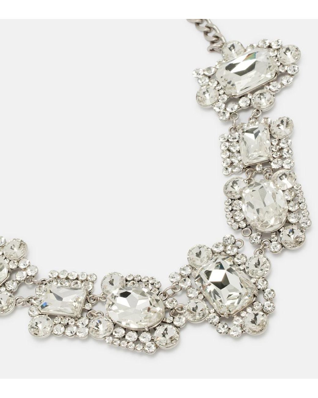 Self-Portrait White Crystal-Embellished Necklace