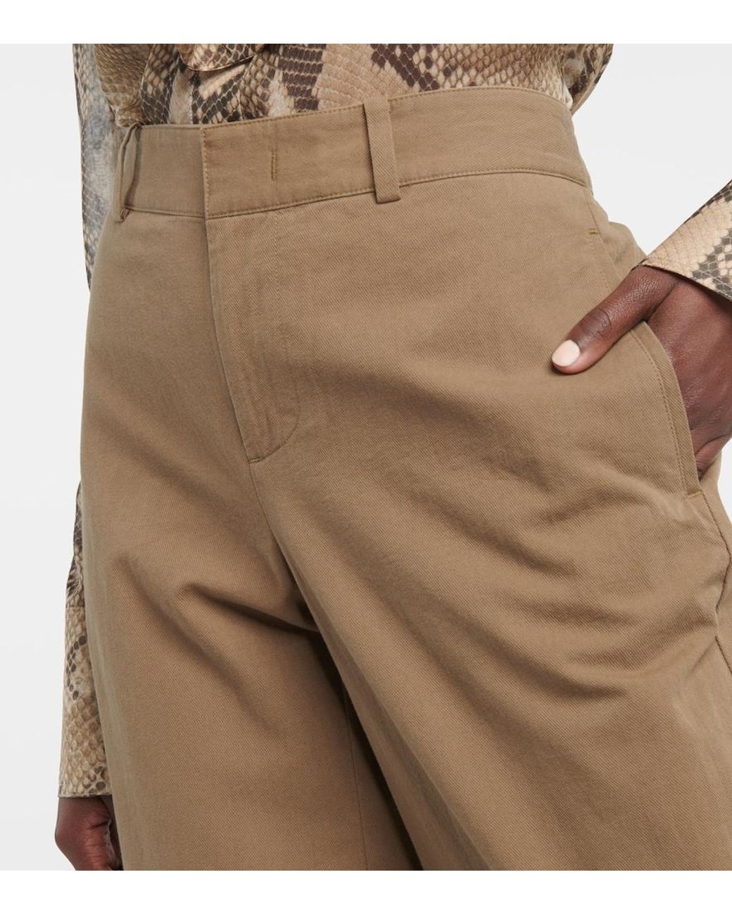 Vince Green High-Rise Cotton Twill Wide-Leg Pants
