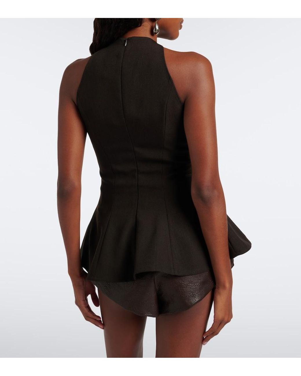 Magda Butrym Black Peplum Wool Top