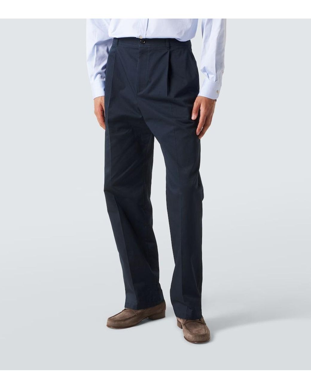 Valentino Garavani Blue Cotton Straight Pants for men