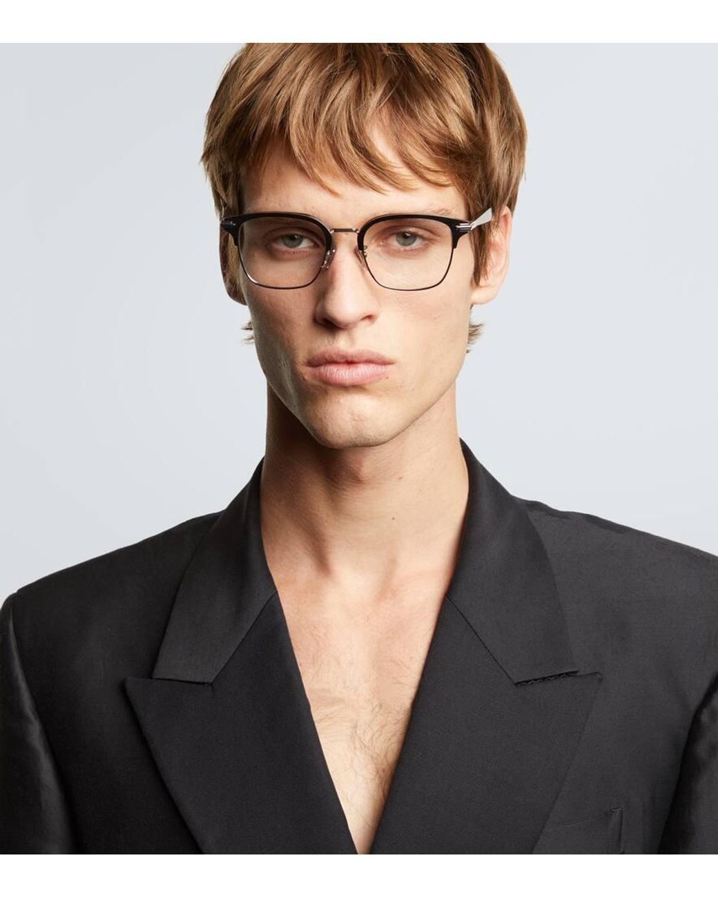 Dior Metallic Diorblacksuito S24U Browline Glasses for men