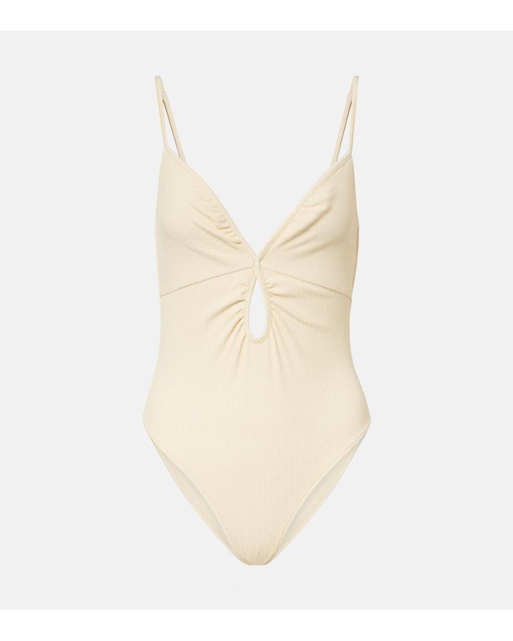 Johanna Ortiz Natural Cutout Gathered Swimsuit