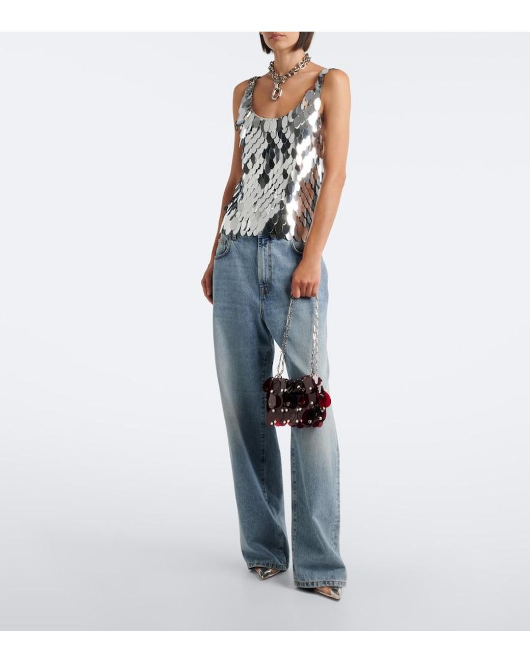 Rabanne White Sequin-Embellished Top