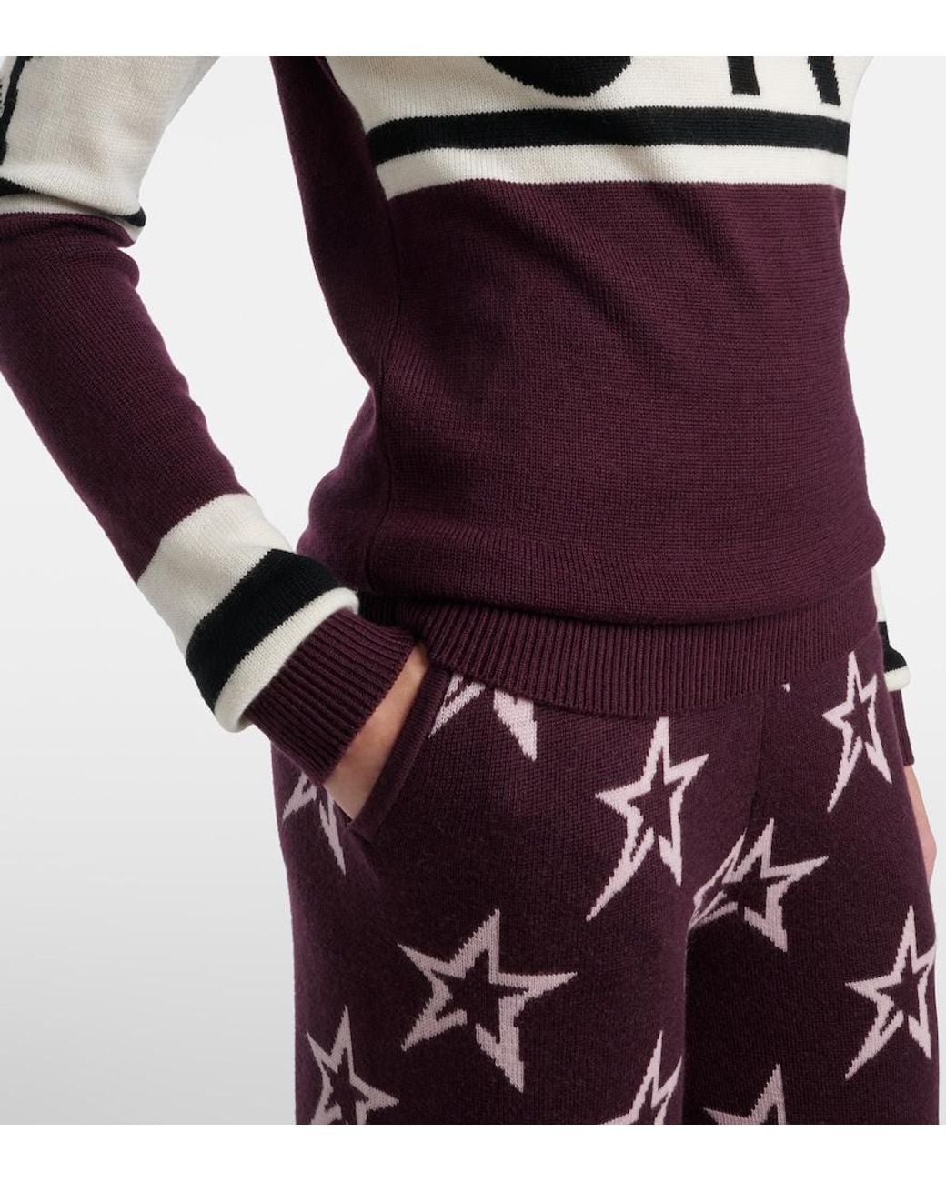 Perfect Moment Purple Schild Intarsia Wool Sweater