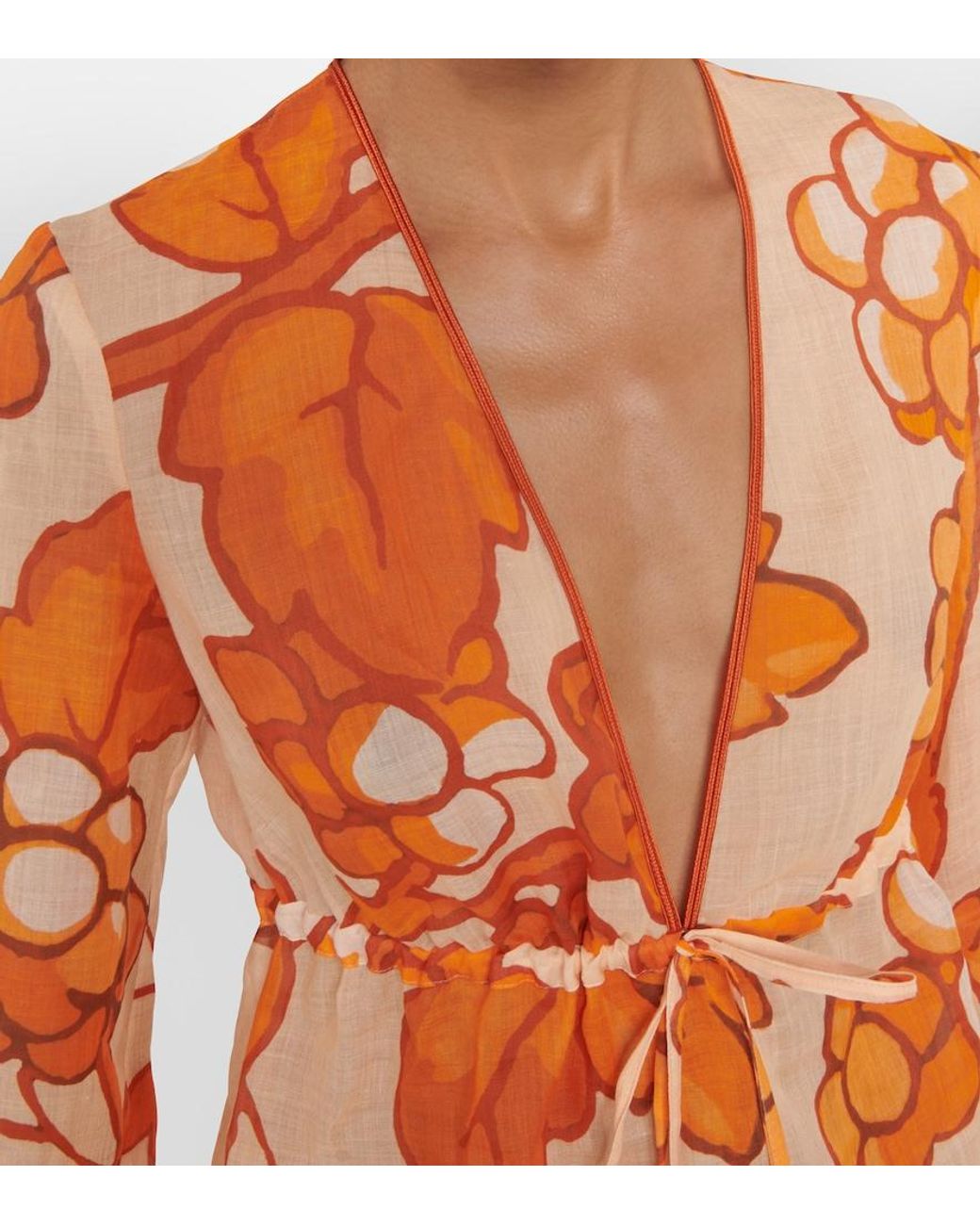Etro Orange Printed Ramie Tunic