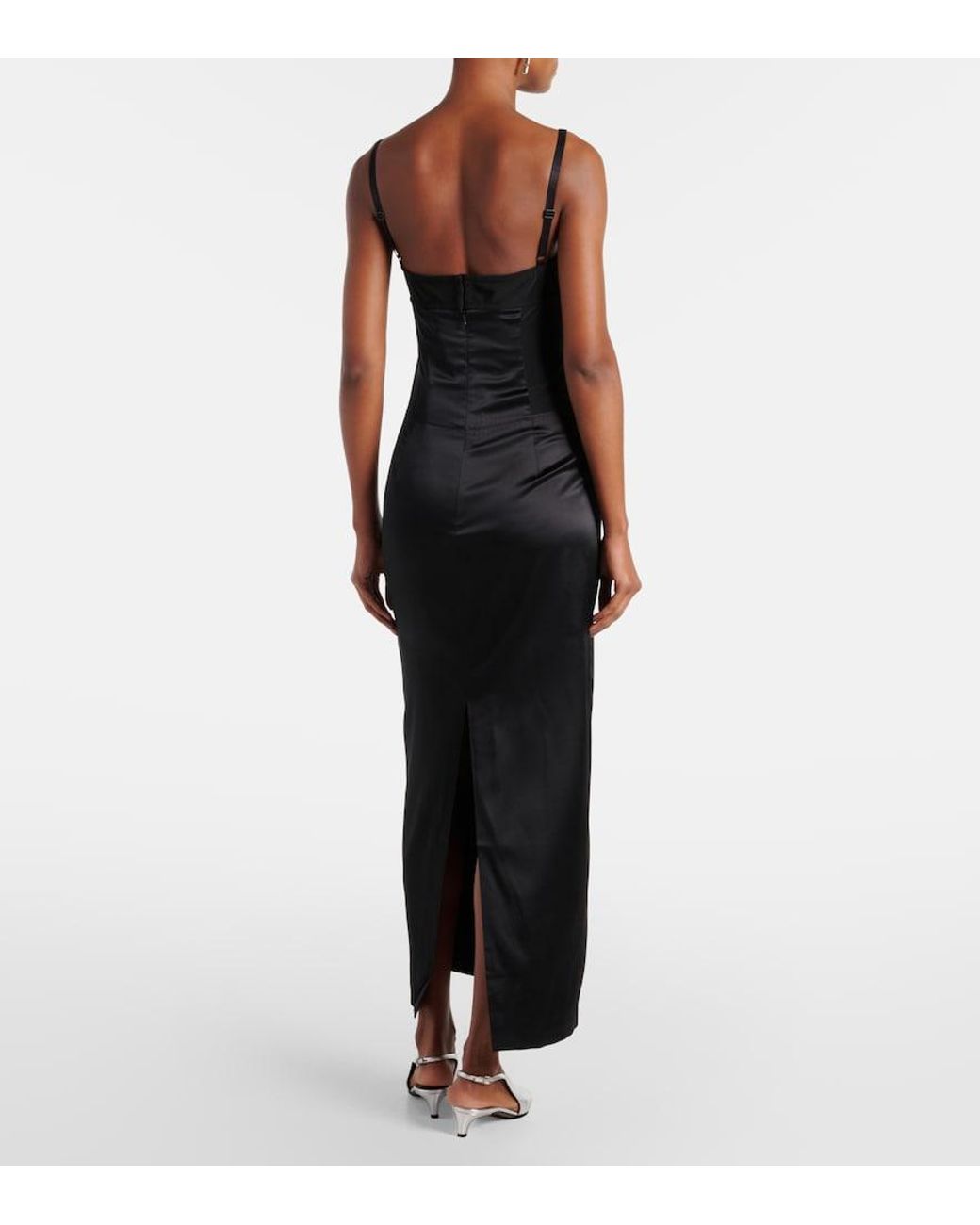Sir Black Sonora Evening Silk-Blend Satin Midi Dress
