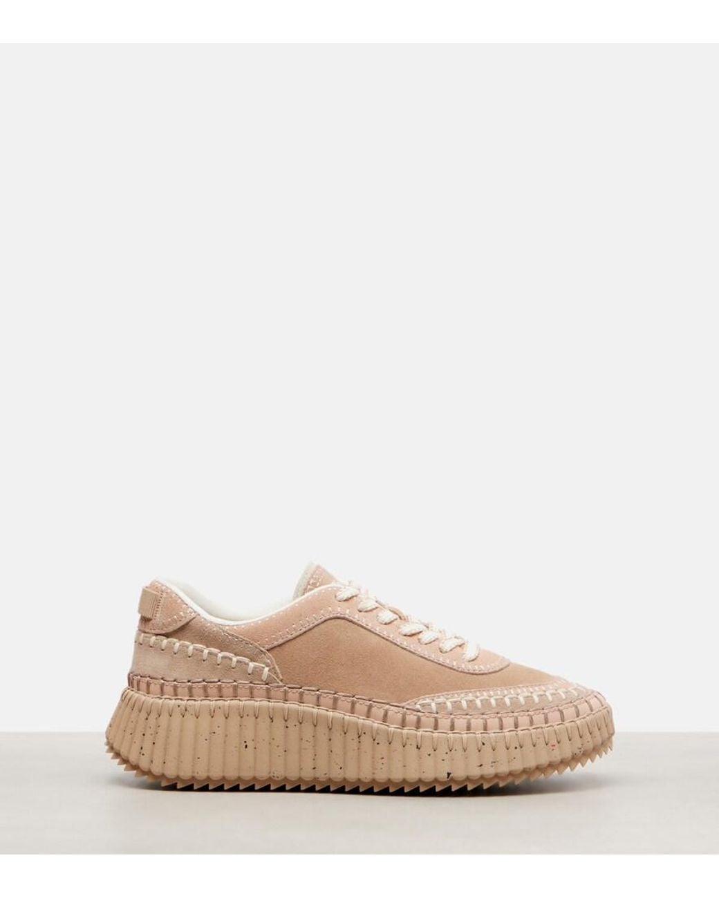 Chloé Pink Nama Suede Platform Sneakers