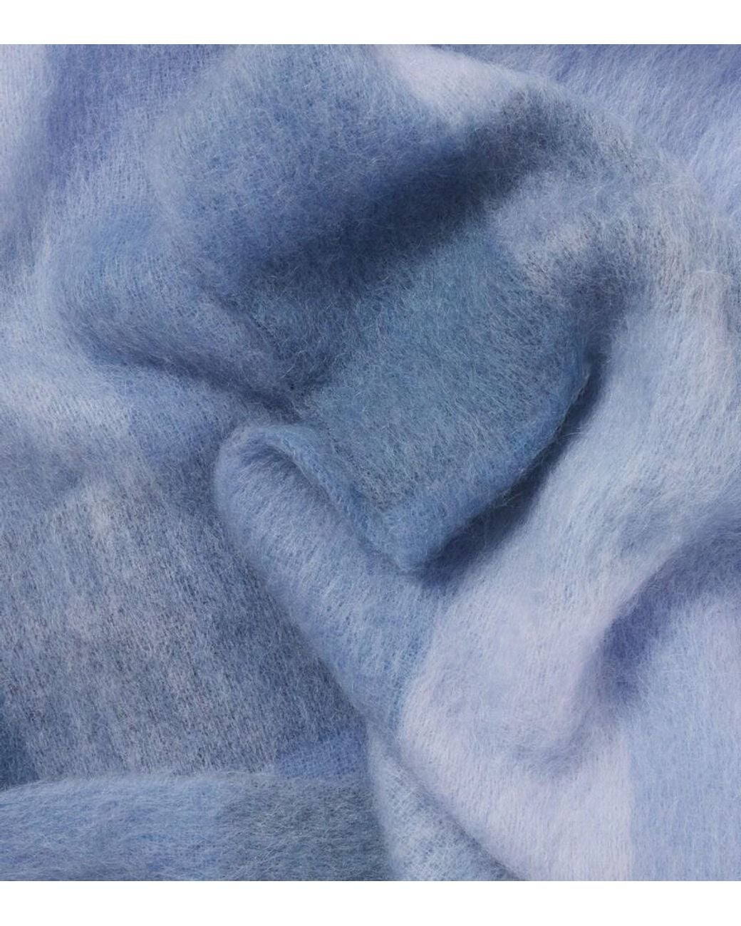 Acne Blue Checked Alpaca, Wool, And Mohair-Blend Scarf