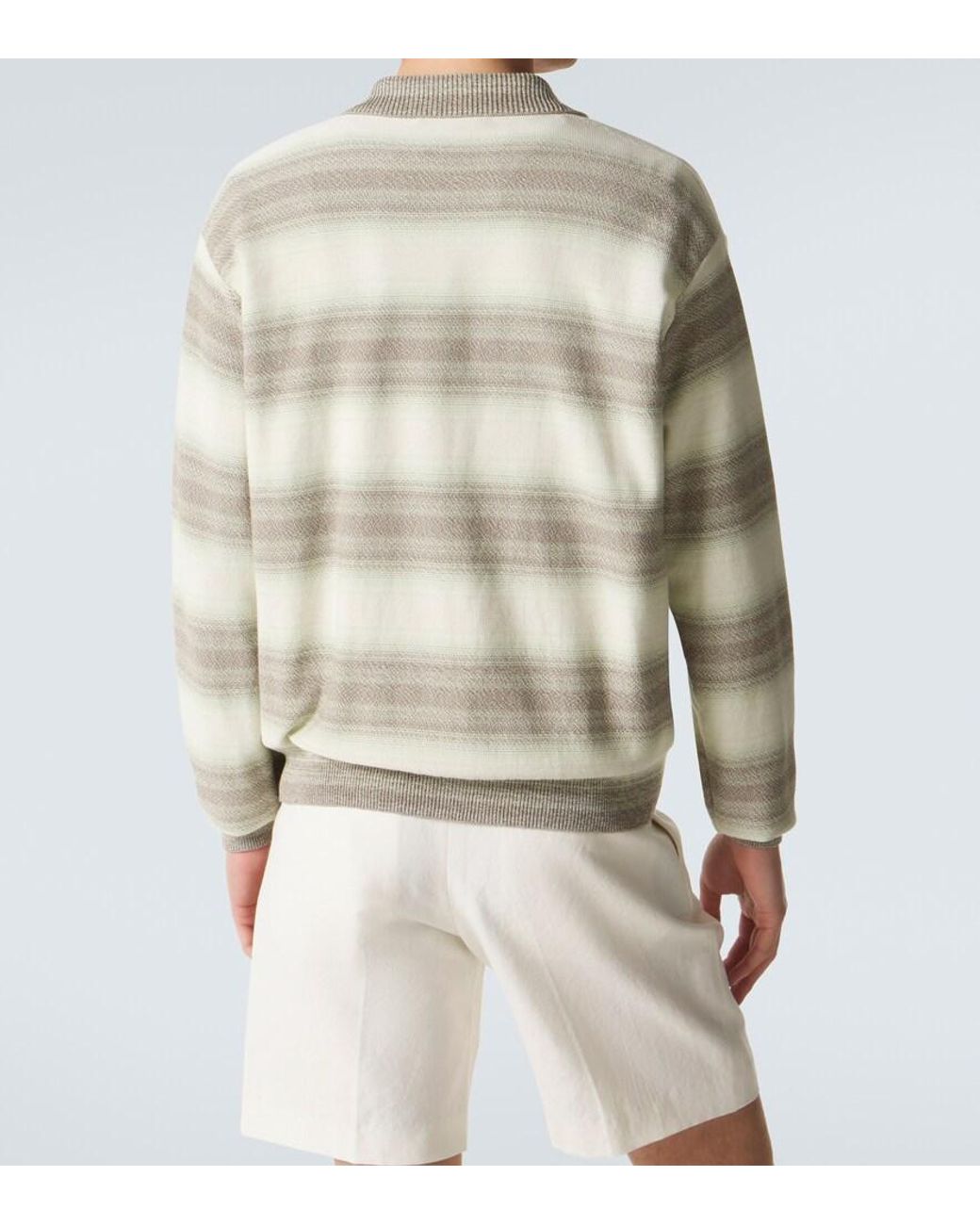 Auralee Gray Striped Cotton And Silk Cardigan for men