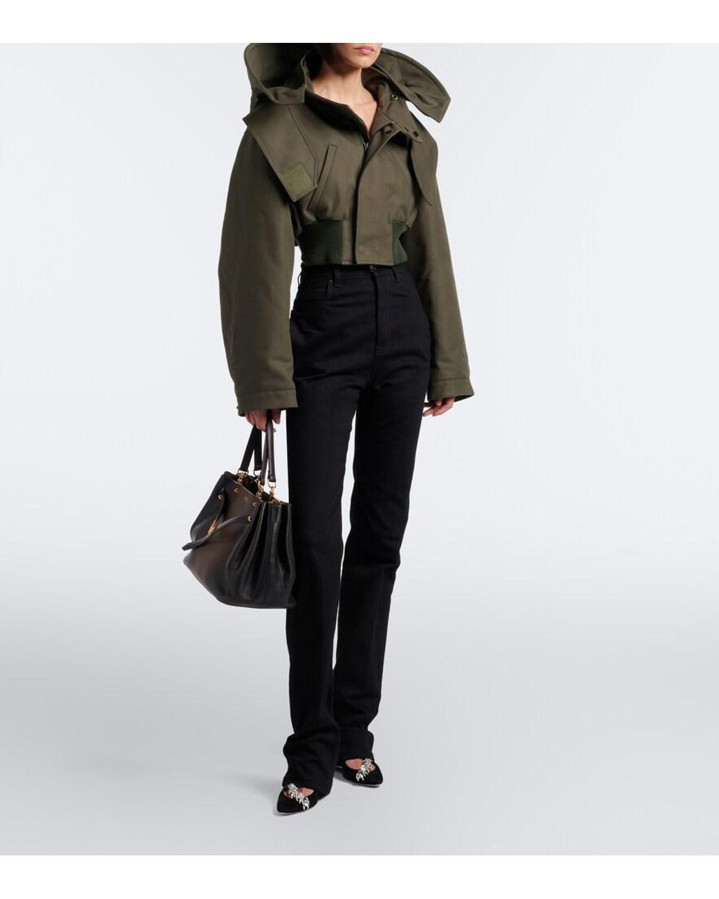 Balenciaga Green Cropped Cotton Jacket