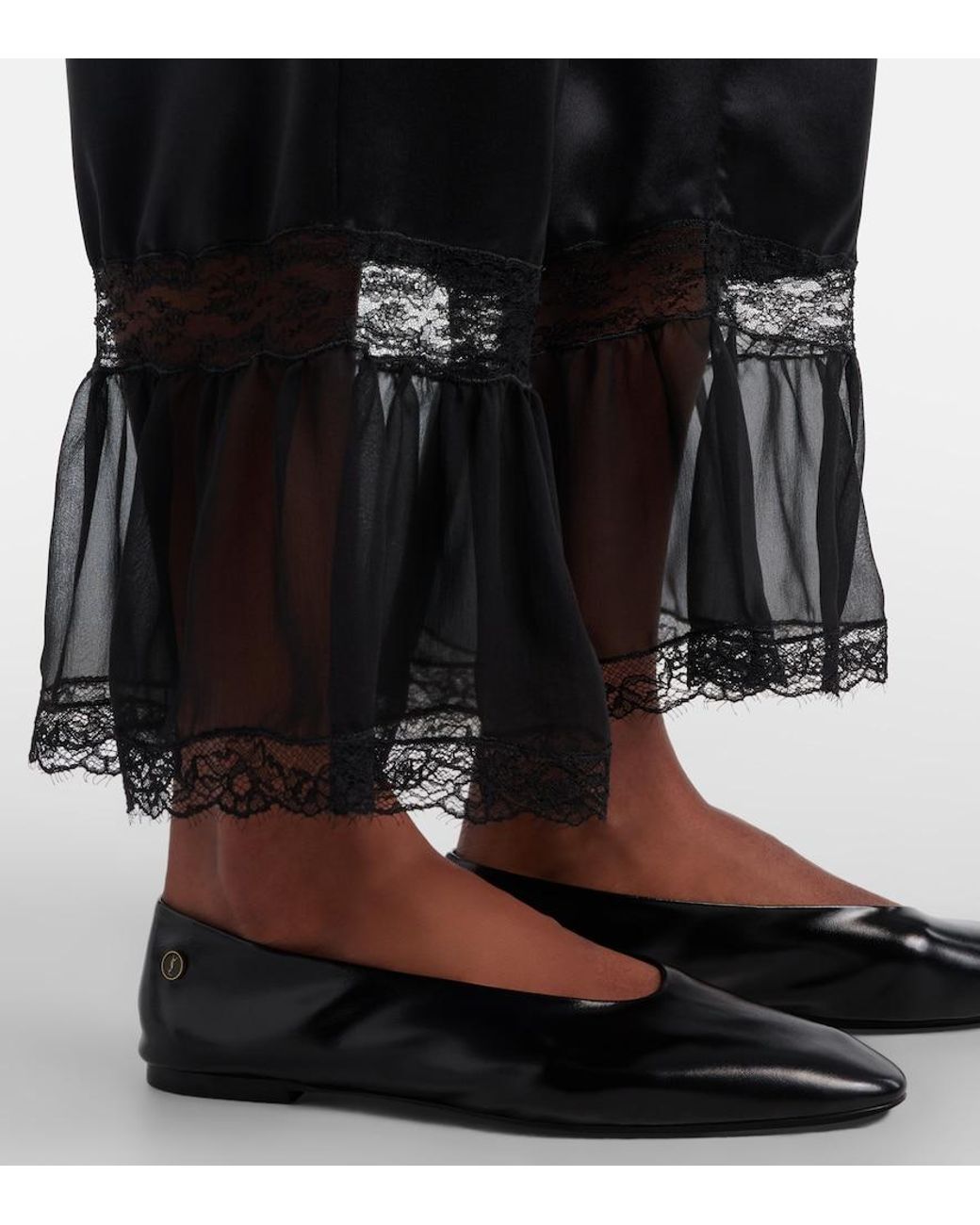 Saint Laurent Black Sao Leather Ballet Flats