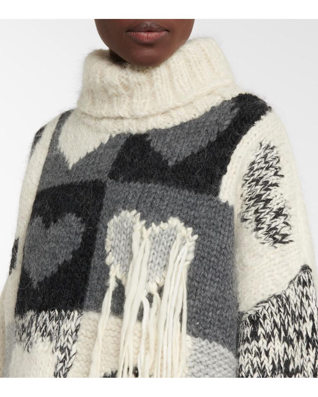 Joseph Gray Intarsia Wool-blend Sweater