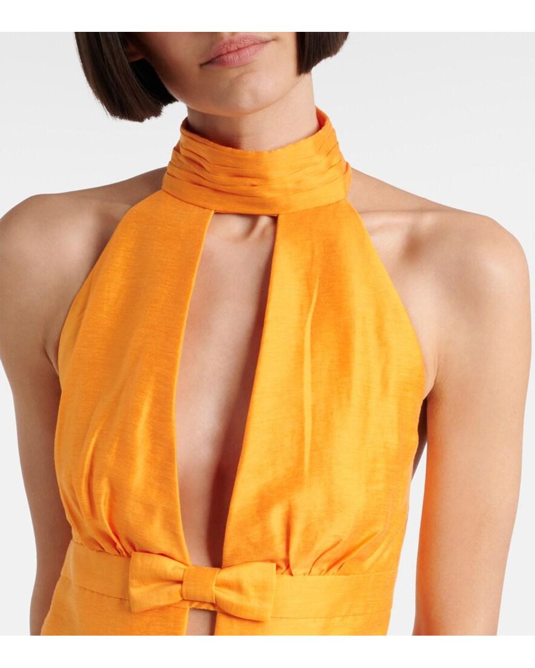 Rebecca Vallance Yellow Cera Cutout Halterneck Minidress