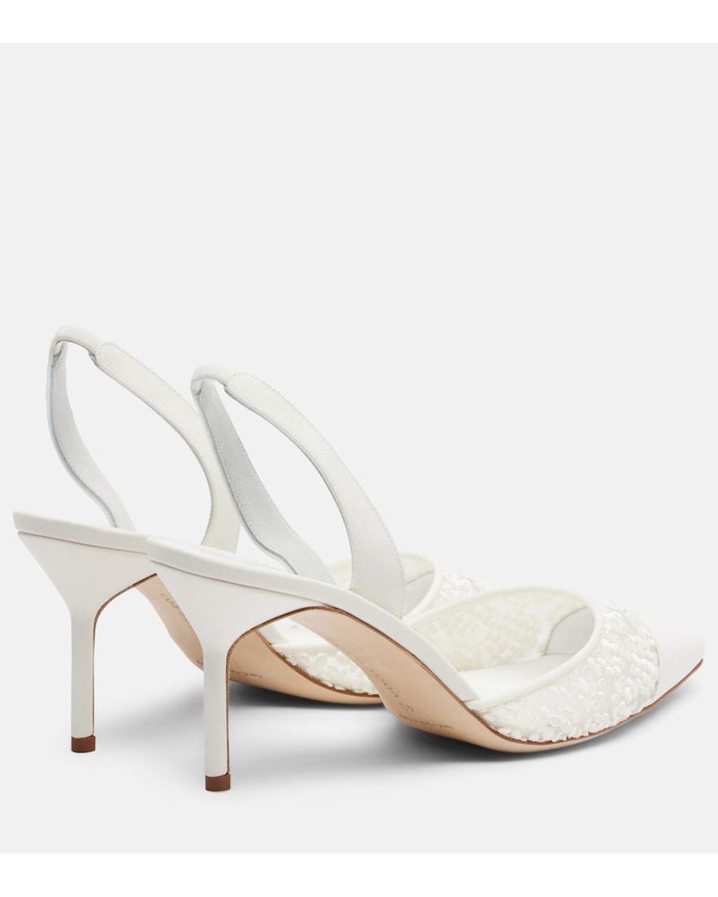 Manolo Blahnik White Capsli 70 Slingback Pumps