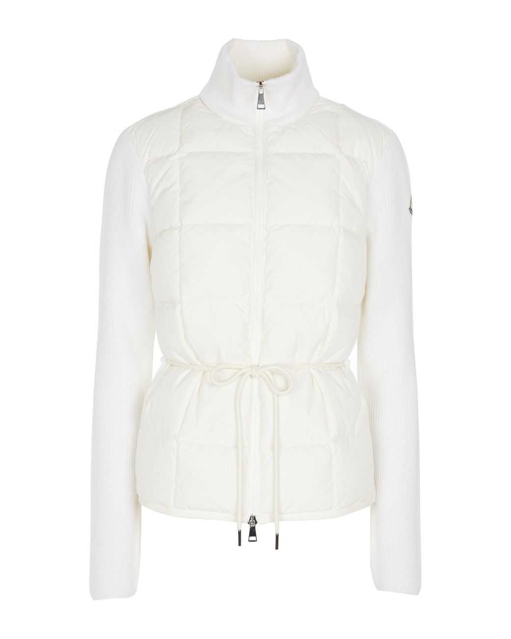 Moncler Wolle Pullover Aus Gerippter Wolle Mit Shell-besatz in Weiß Damen Bekleidung Jacken Freizeitjacken 