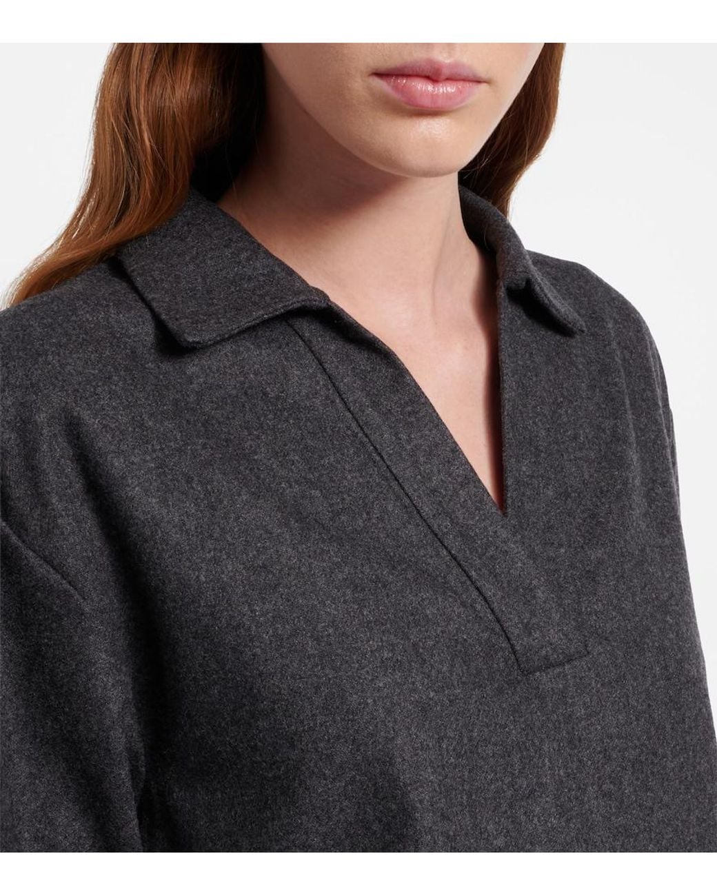 Asceno Black Modena Wool And Cashmere Flannel Polo Shirt