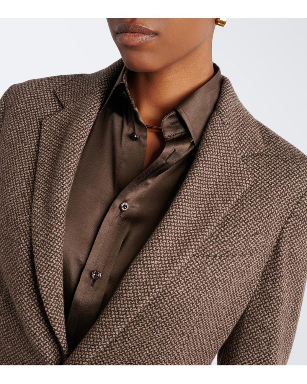 Ralph Lauren Brown Hailey Wool, Silk, And Cashmere Blazer