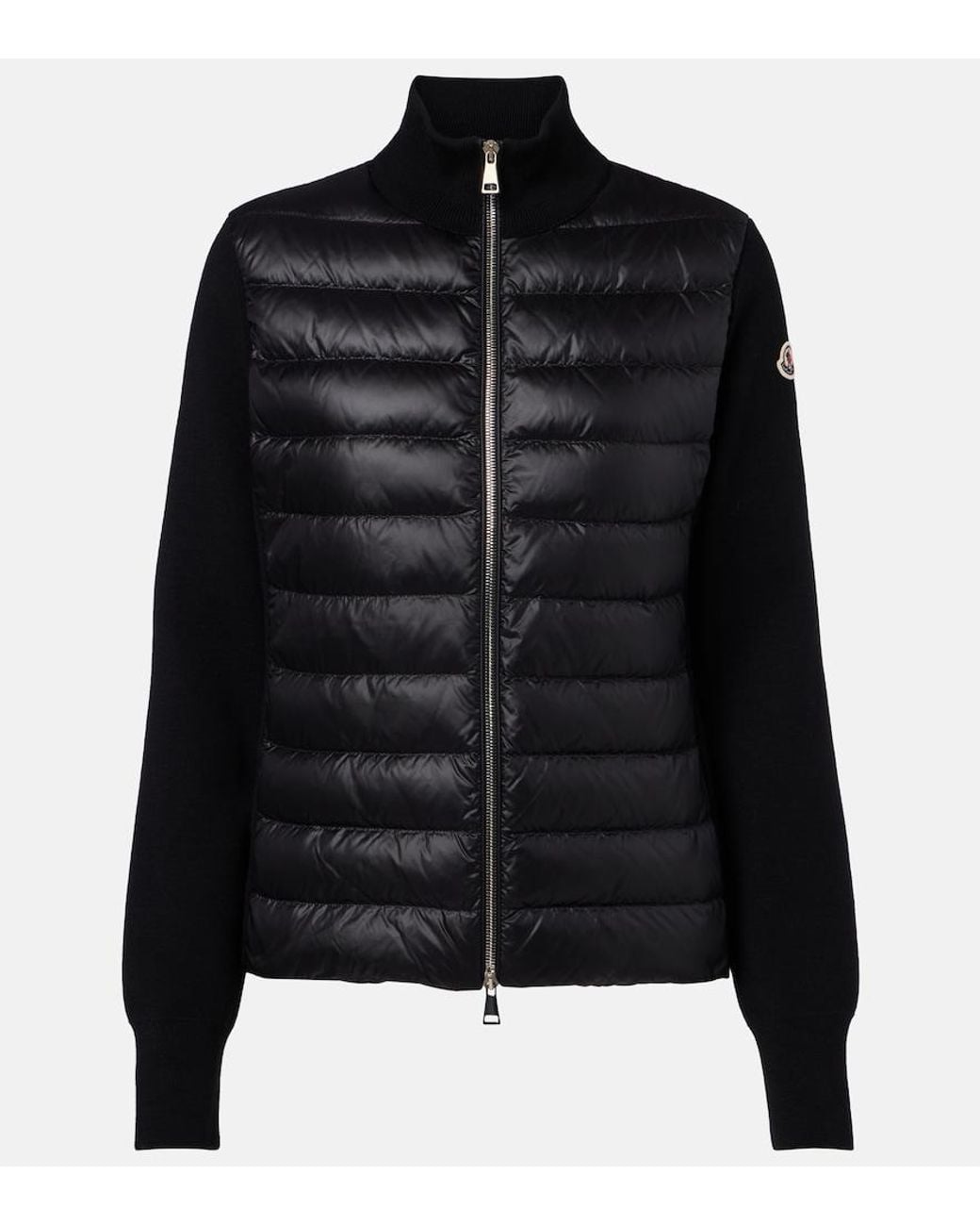 Moncler Black Down-Paneled Virgin Wool Cardigan