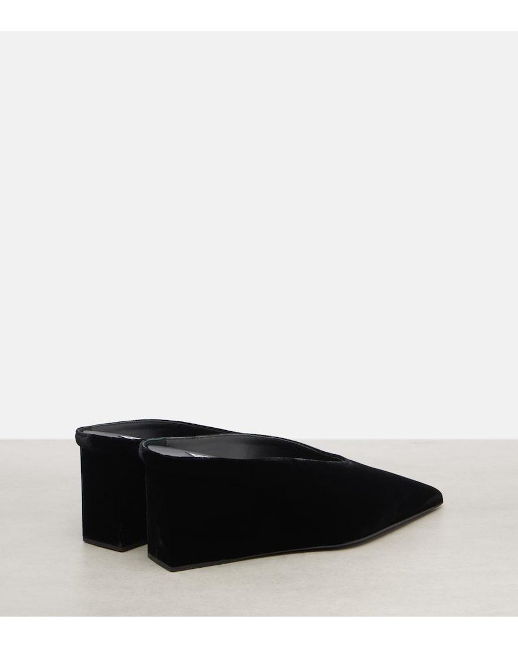 Alaïa Black Cube 75 Velvet Wedge Mules