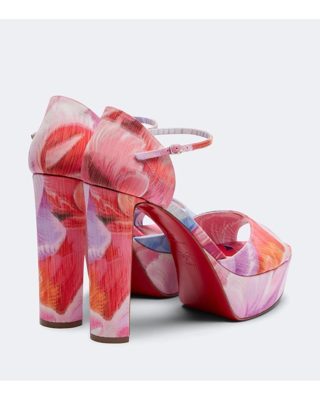 Christian Louboutin Pink Sandaloo 130 Floral Platform Sandals