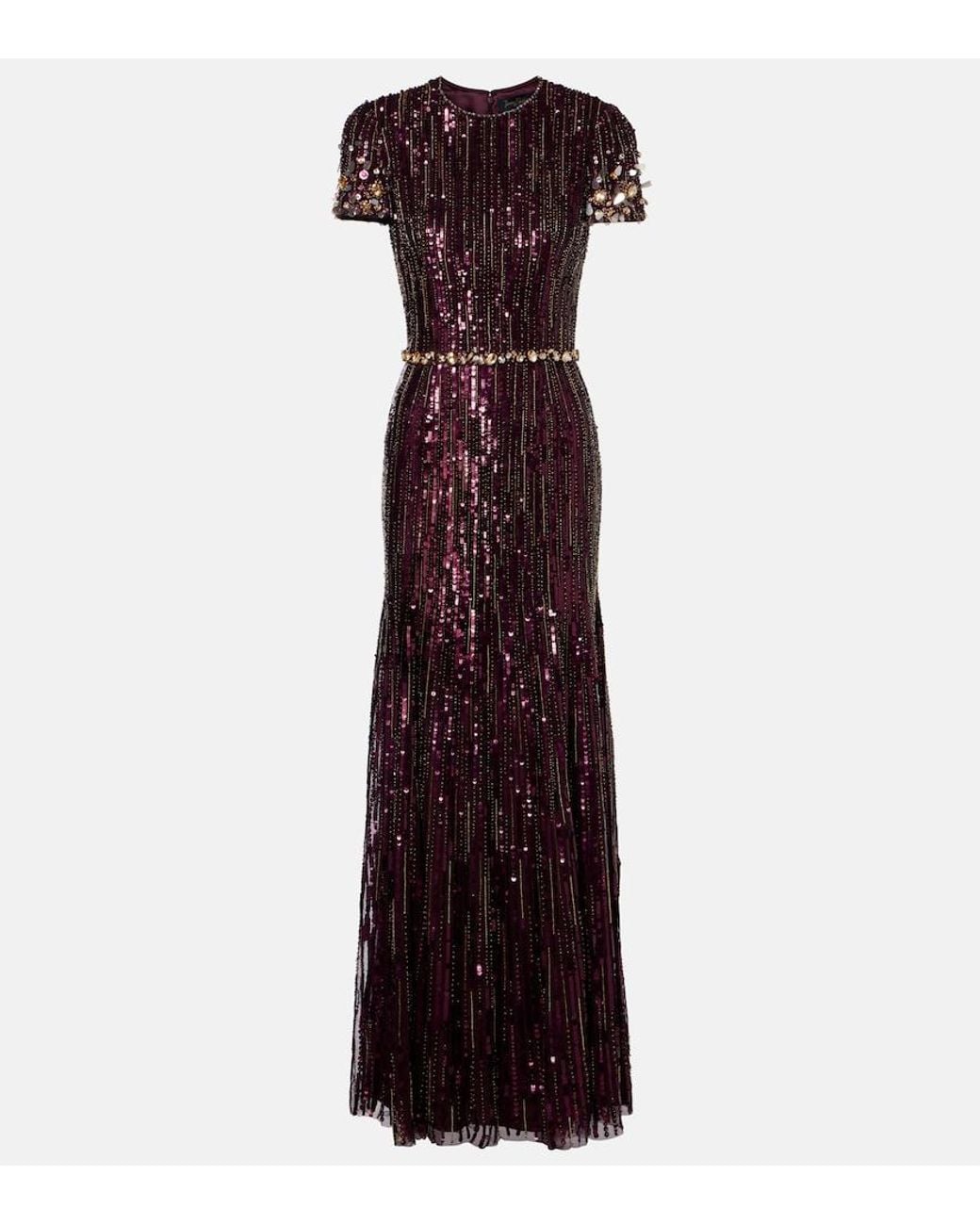Jenny Packham Purple Ninetta Sequined Gown