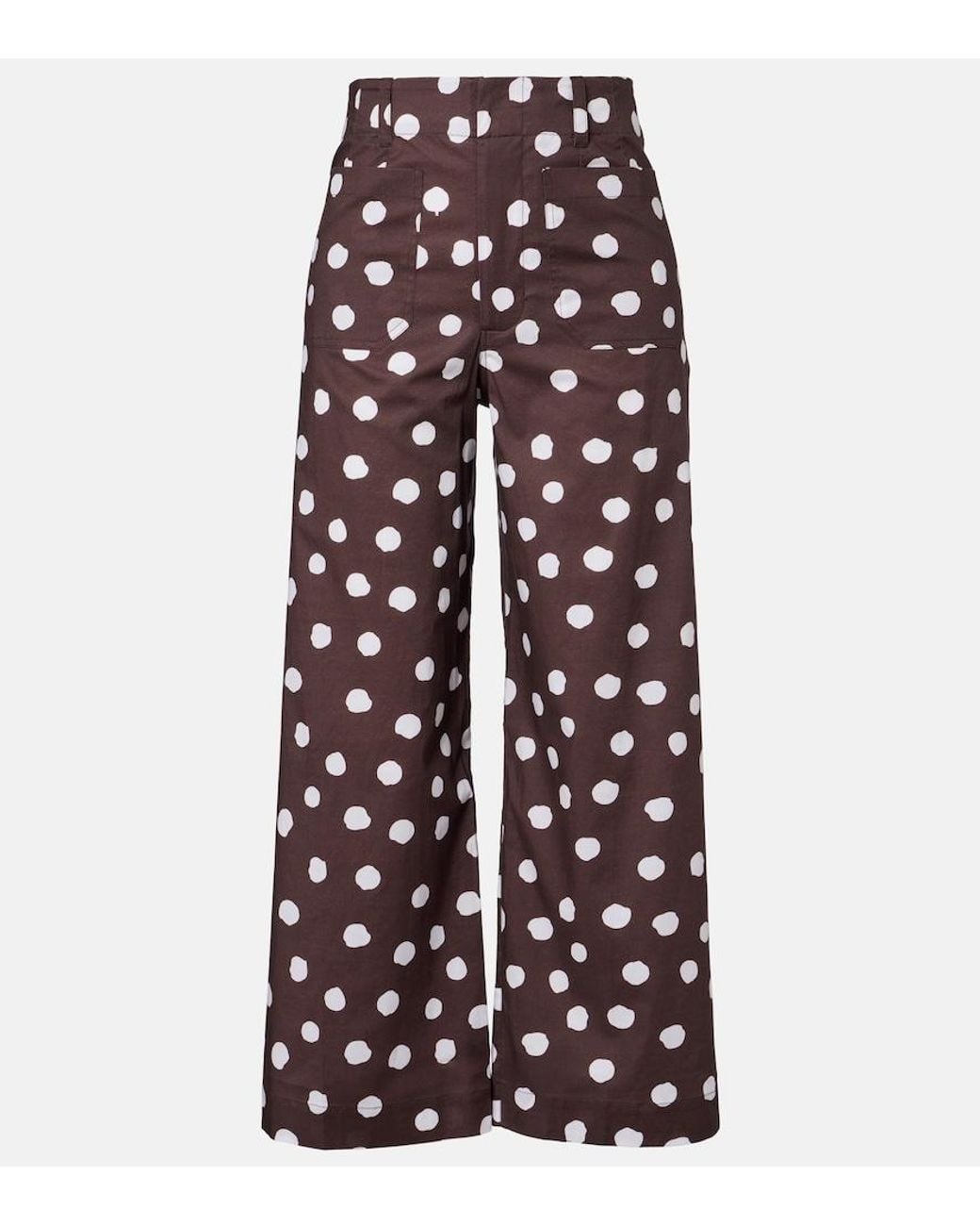 Adriana Degreas Multicolor Polka-Dot Cotton-Blend Wide-Leg Pants