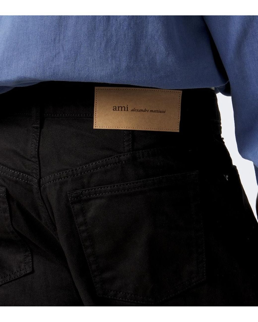 AMI Black Mid-Rise Straight Jeans for men