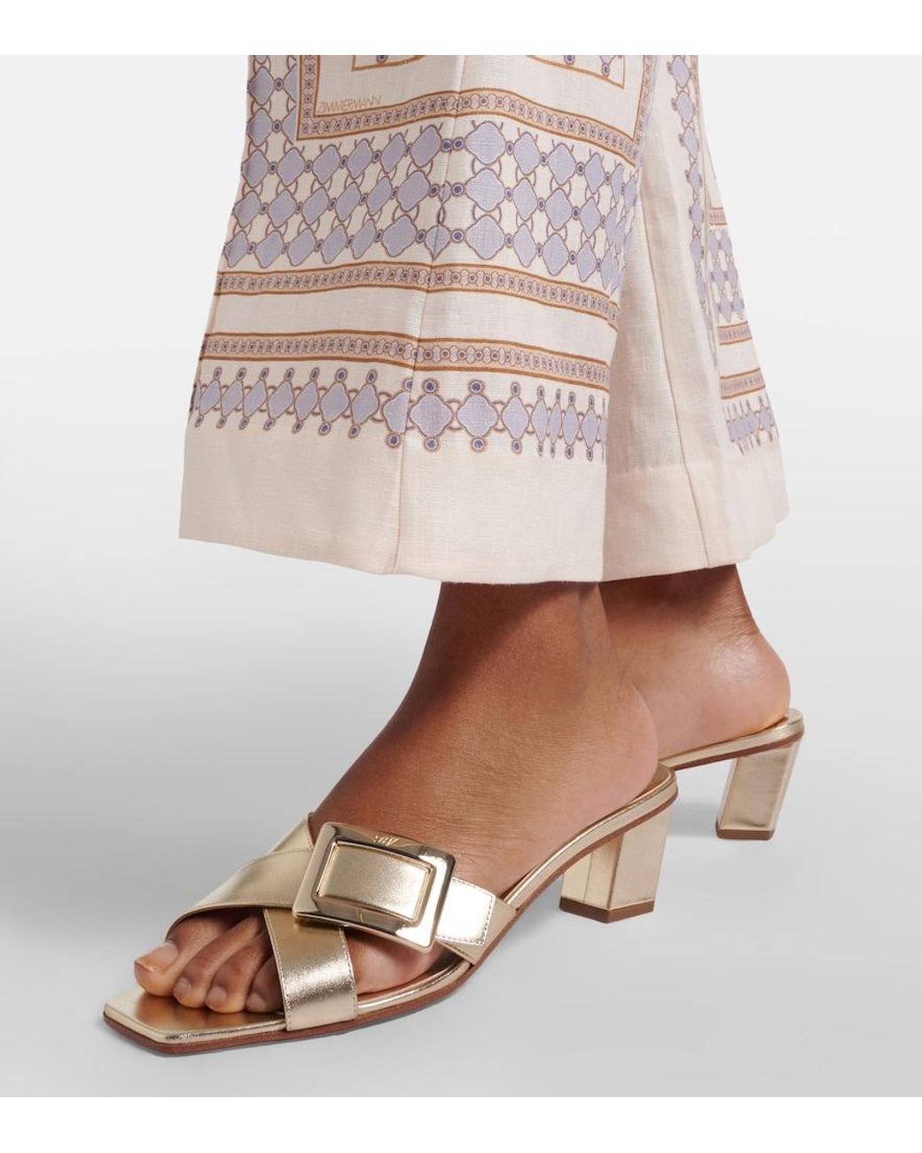 Roger Vivier Natural Metallic Leather Sandals