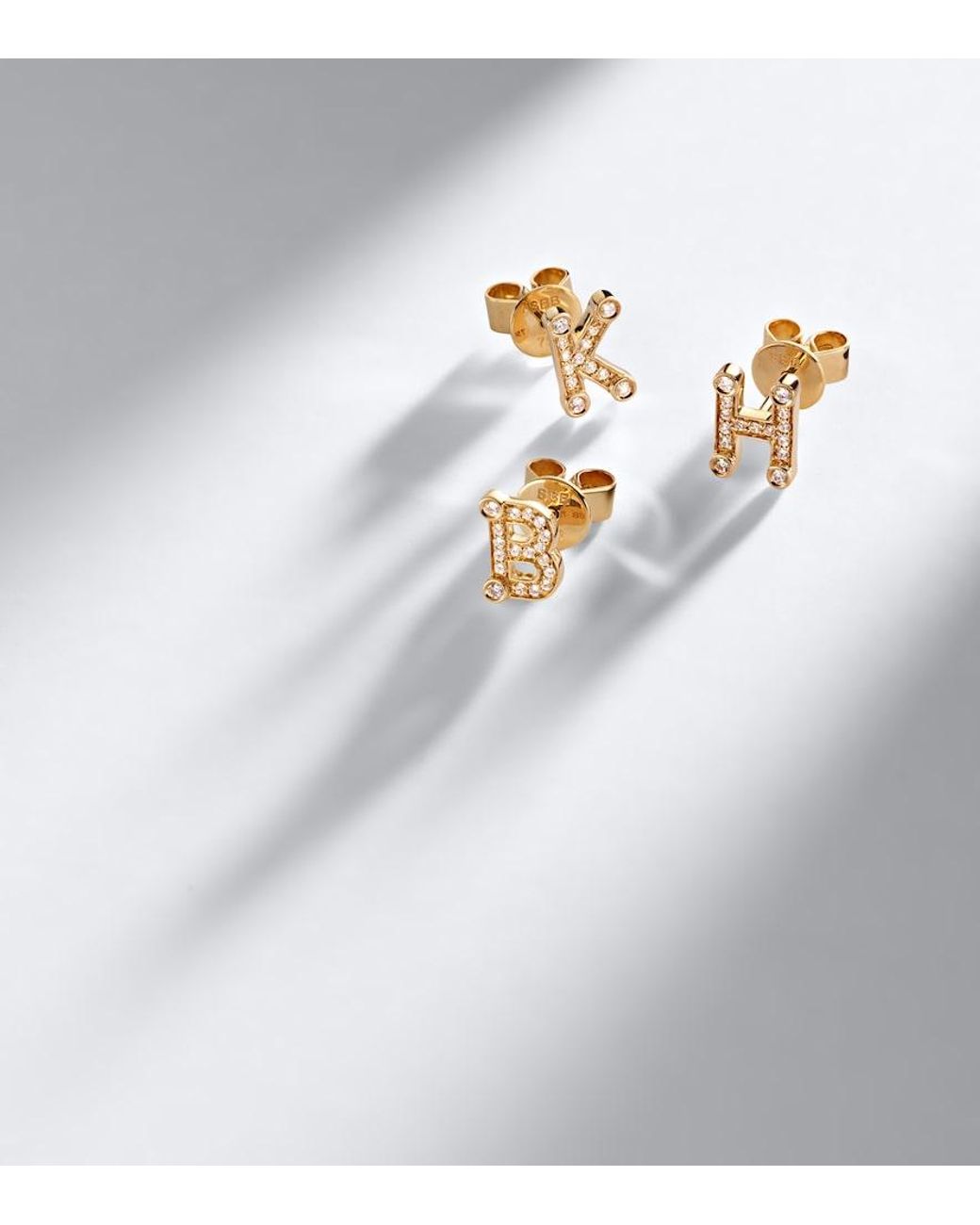 Sophie Bille Brahe White Initial Petite H 18Kt Single Earring With Diamonds