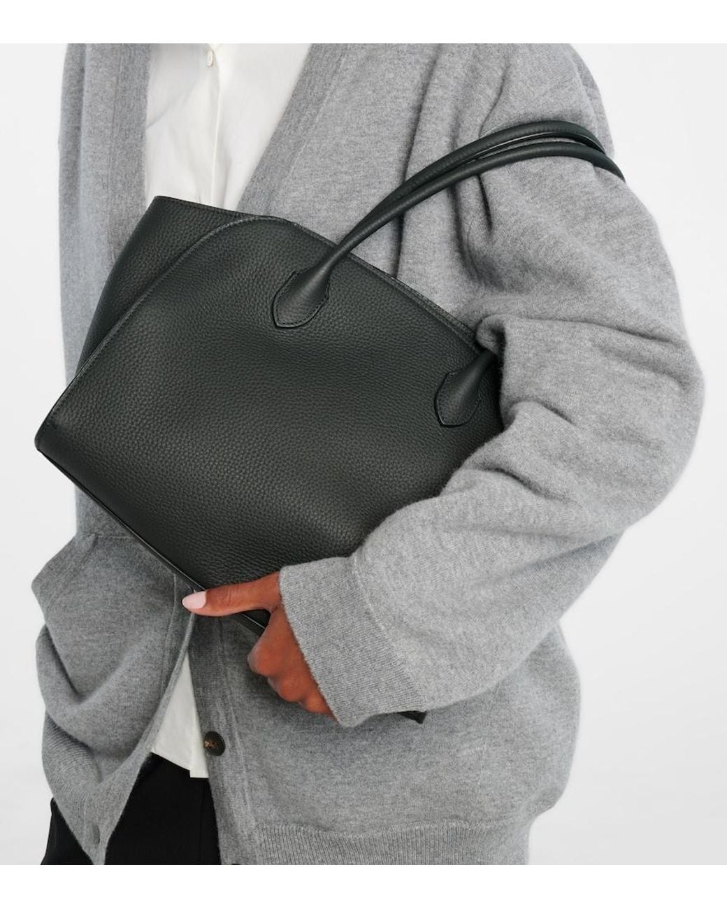 The Row Black Marlo 12 Leather Tote Bag