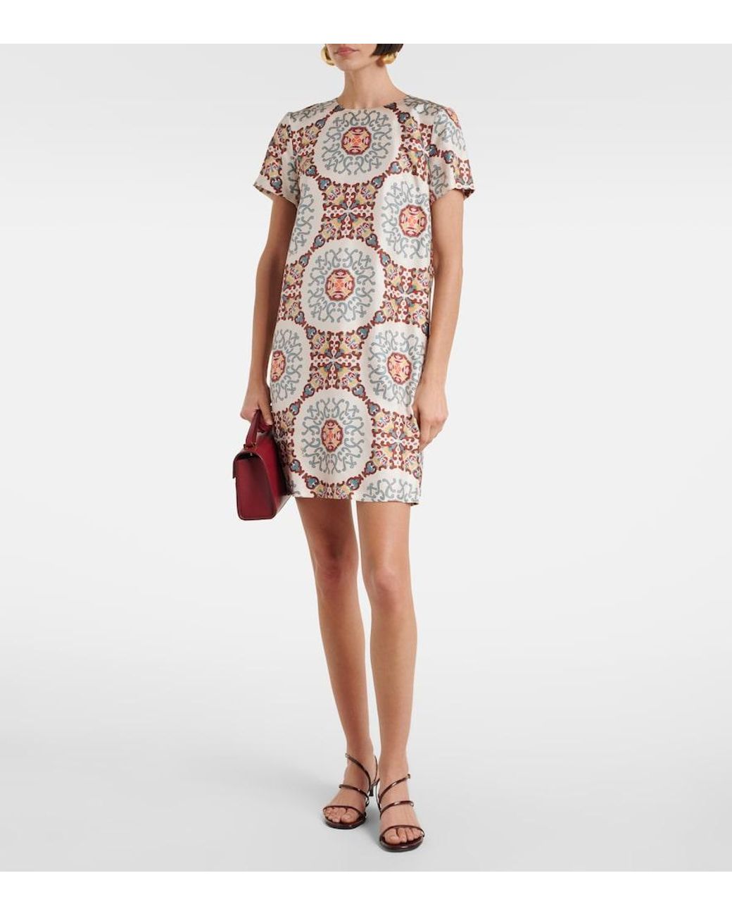 LaDoubleJ Multicolor Swing Printed Silk Satin Minidress