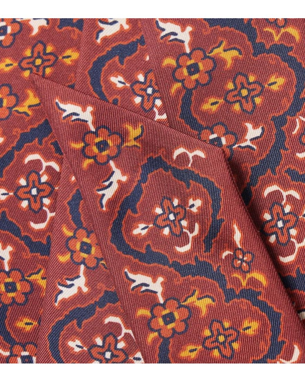 Loro Piana Red Printed Silk Scarf