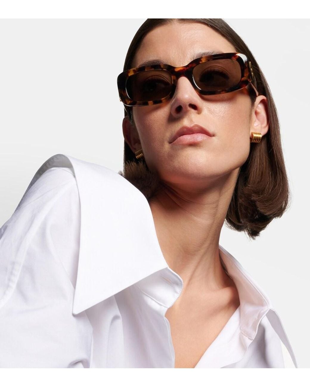 Fendi Brown Ff Diamonds Rectangular Sunglasses