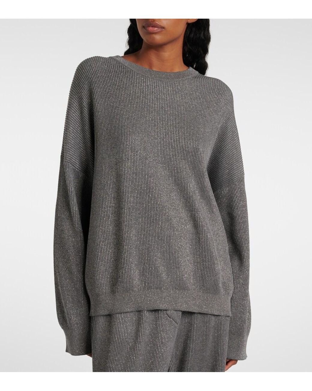 Brunello Cucinelli Gray Pullover Aus Einem Baumwollgemisch