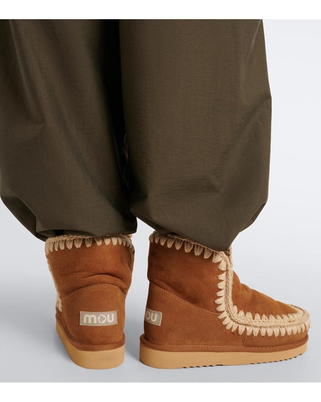 Mou Brown 18 Shearling-Lined Suede Ankle Boots