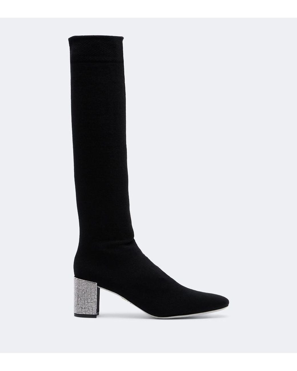 Rene Caovilla Black Sonia Crystal-Embellished Knee-High Boots