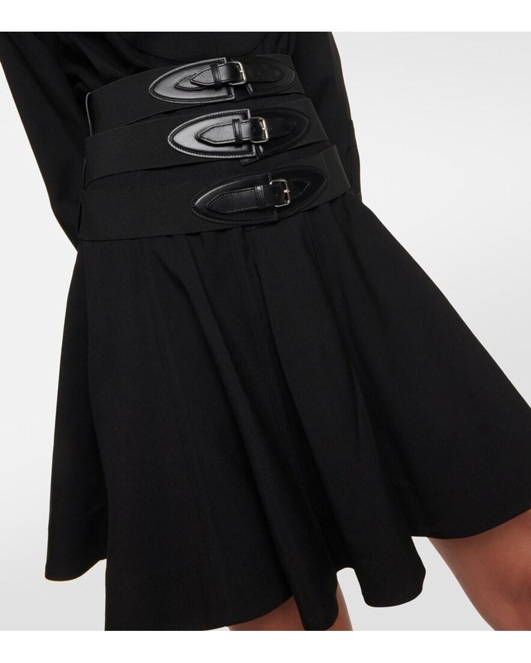 Alaïa Black Belted Wool Minidress