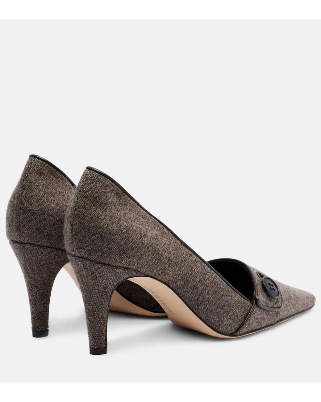 Manolo Blahnik Brown Lulumae 70 Herringbone Pumps