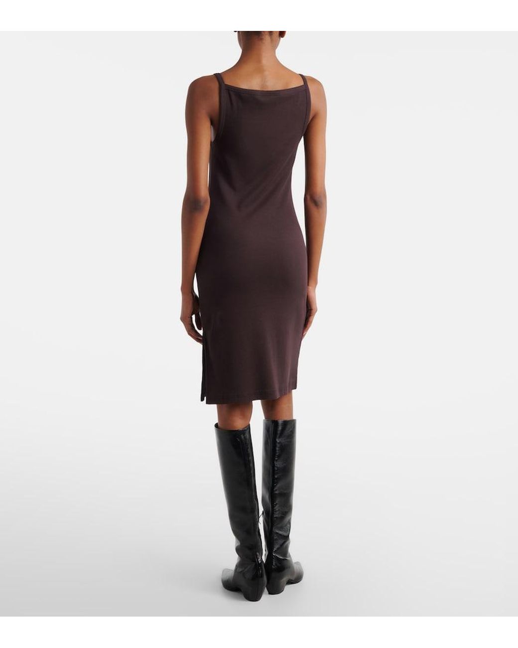 Courreges Black Ribbed-Knit Cotton Jersey Midi Dress
