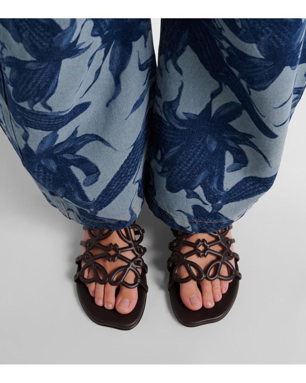 Loewe Black Paula's Ibiza Petal Anagram Leather Sandals