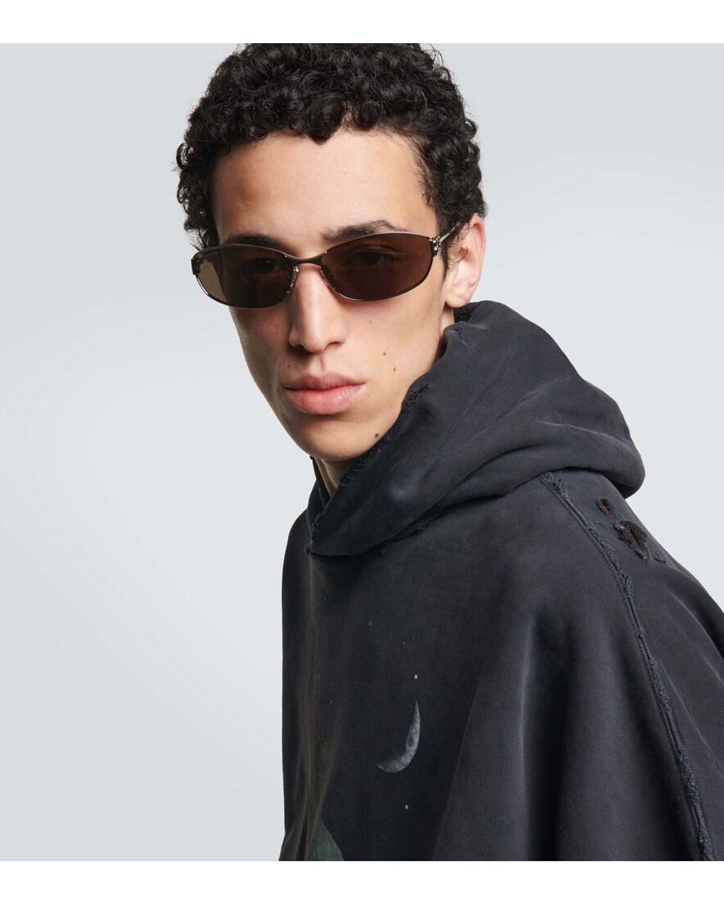 Balenciaga White Mercury Oval Sunglasses for men