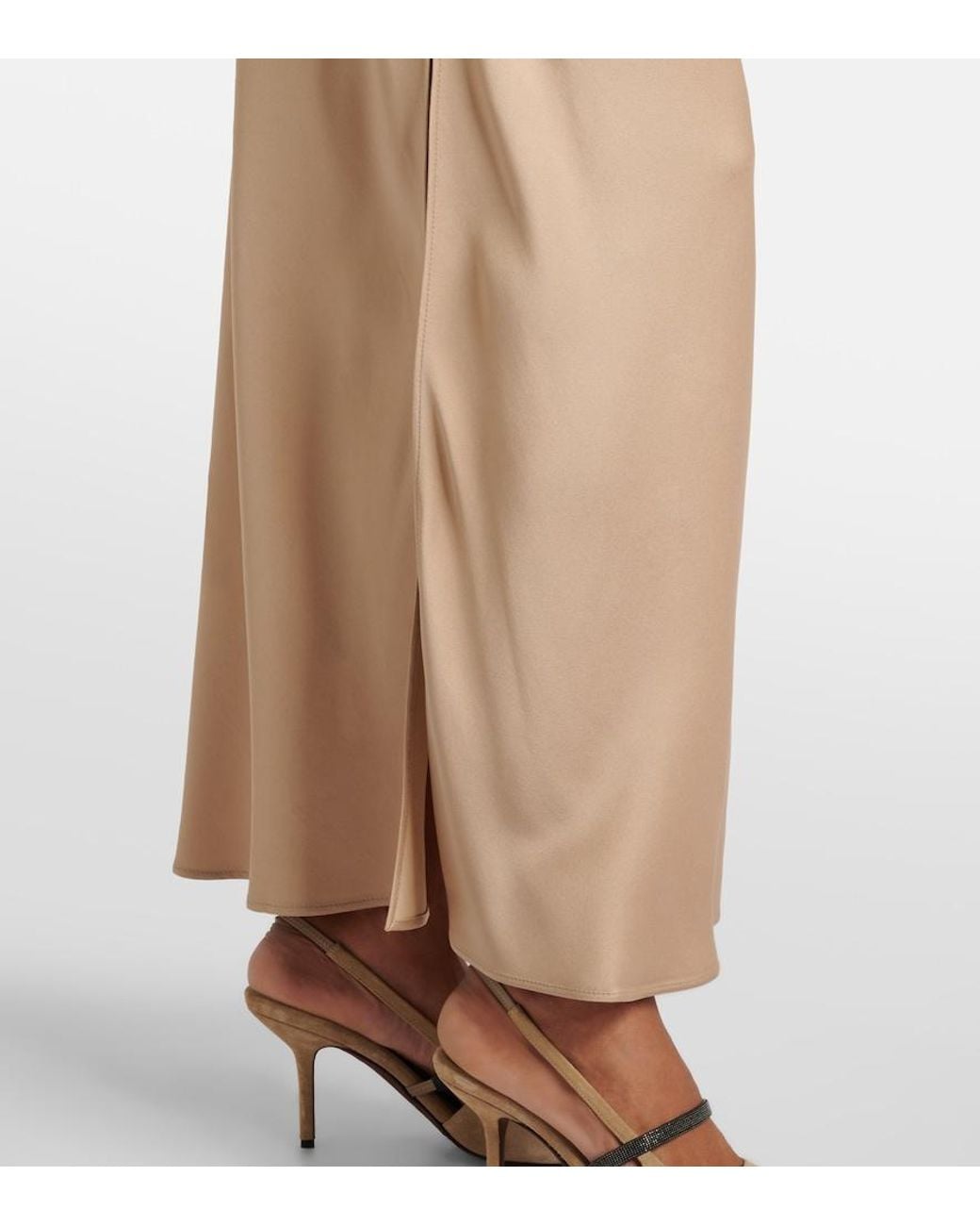 Brunello Cucinelli Natural Satin Maxi Dress