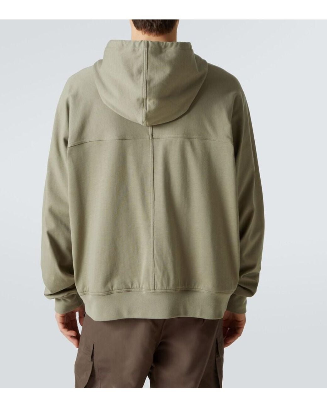 Rick Owens Green Zip-Up Cotton Jersey Hoodie for men